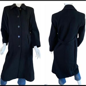 Liz Claiborne Black Wool Button Down Long Coat